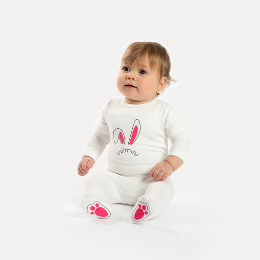 CHENILLE BUNNY FOOTIE BABY GIRL COMPLETE SET